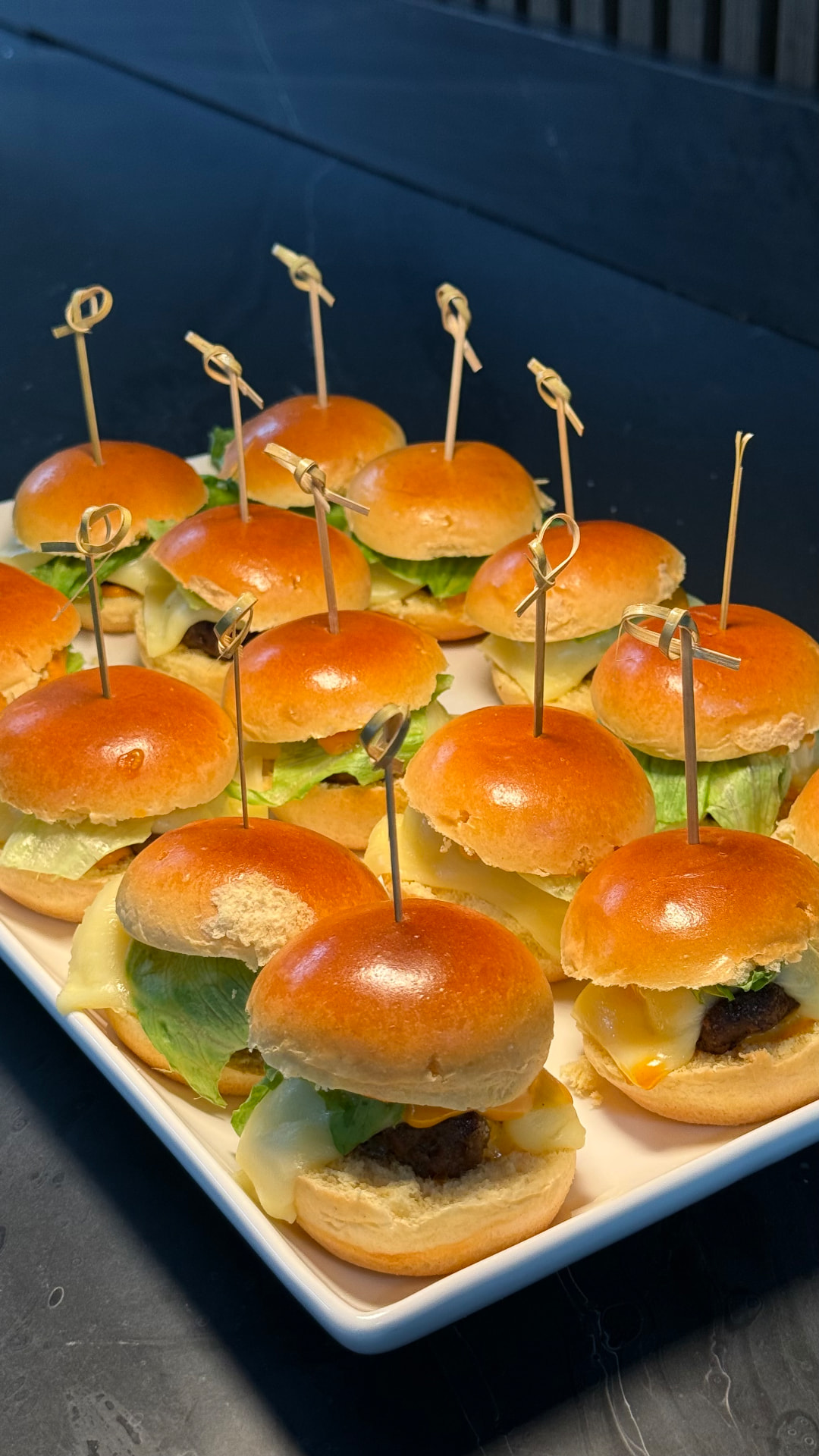 Mini brioche burgers with cheese and lettuce